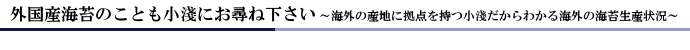 外国産海苔のことも小淺にお尋ね下さい～海外の産地に拠点を持つ小淺だからわかる海外の海苔生産状況～